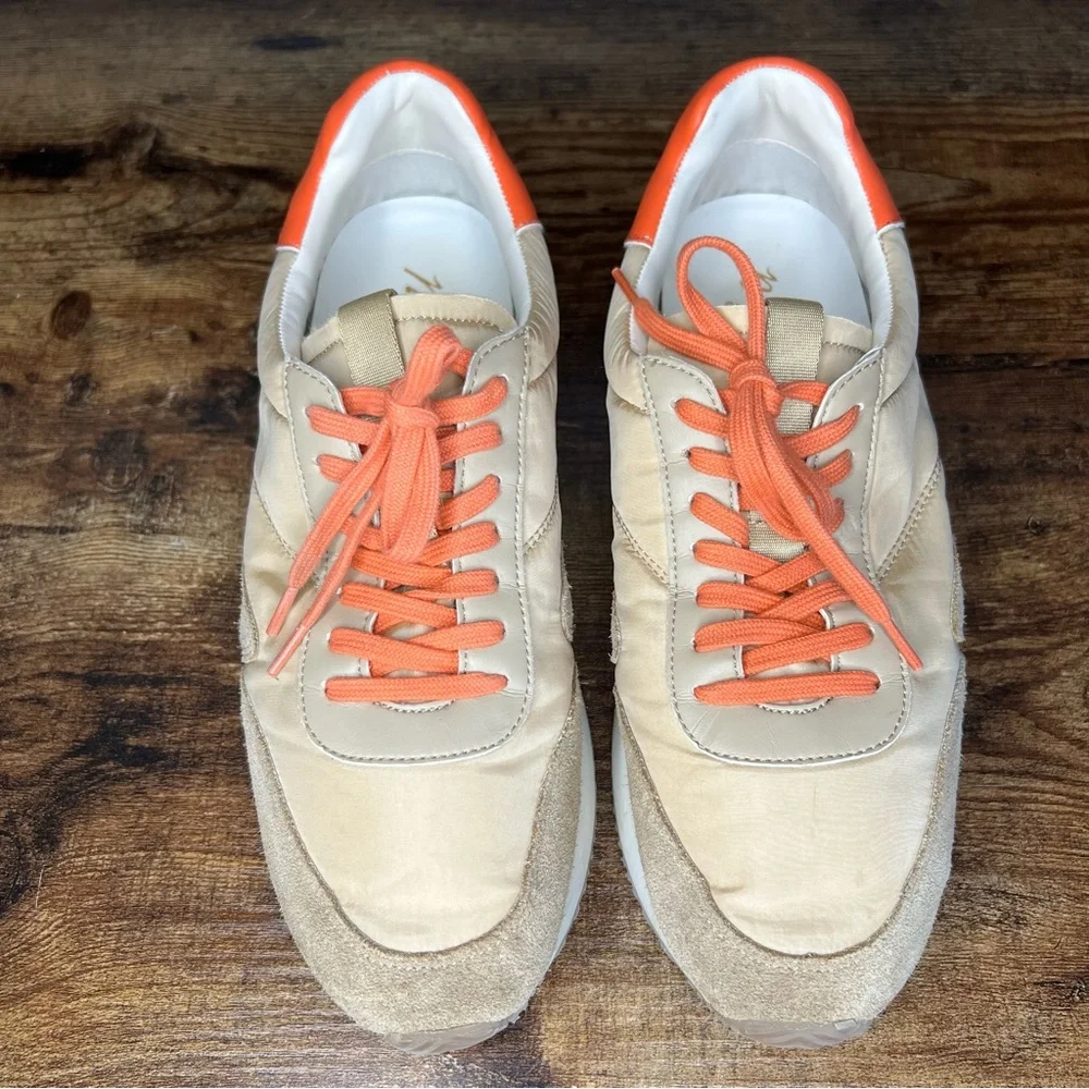 Matisse Farrah Natural/Orange Low Top Nylon Suede Padded Sneakers Women's 8